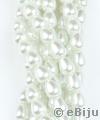 Perlă de sticlă albă, lacrimă, 1.1 cm