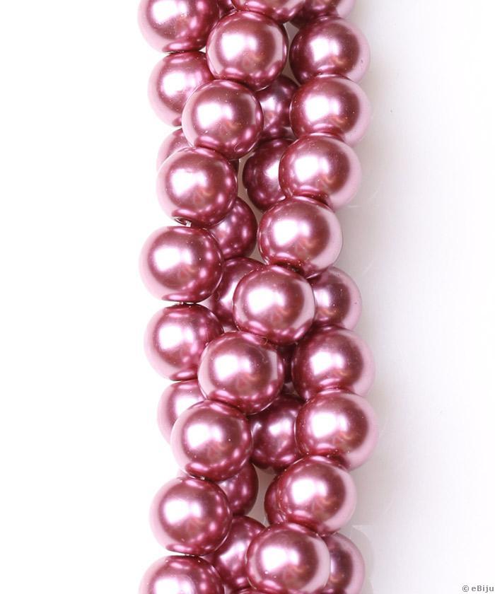 Perlă de sticlă, bordo deschis, 1 cm