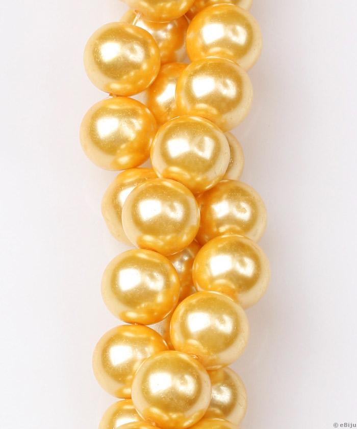 Perlă de sticlă, galbenă, 1.2 cm