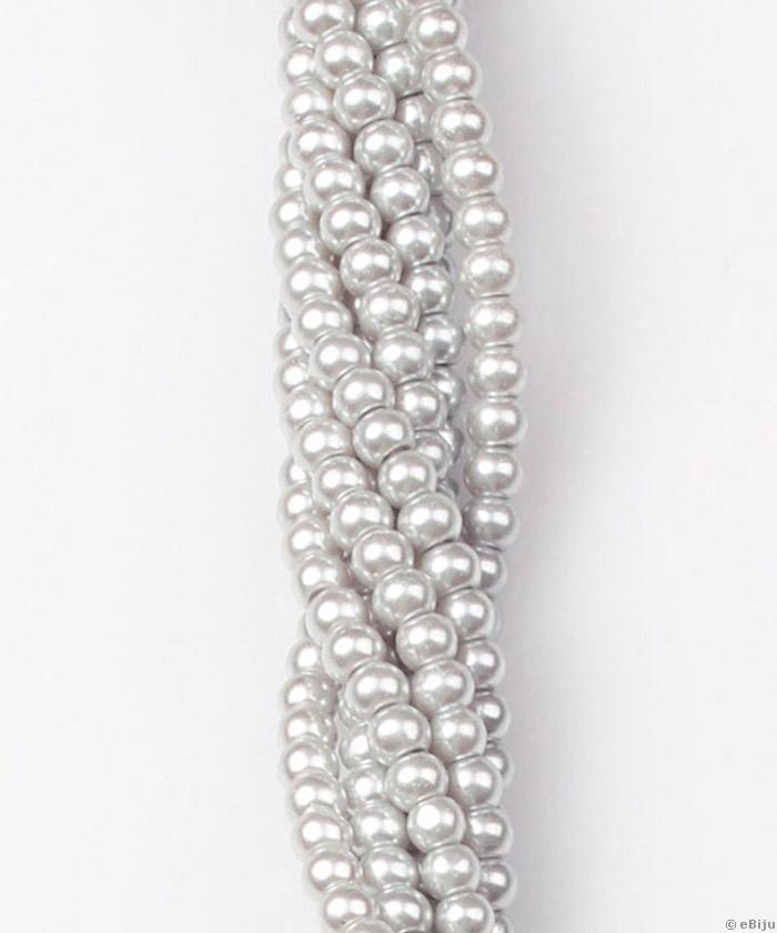 Perlă de sticlă, gri, 0.4 cm