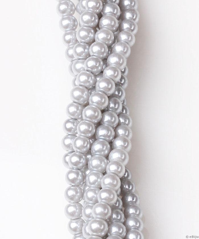 Perlă de sticlă, gri deschis, 0.6 cm
