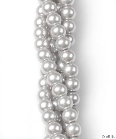 Perlă de sticlă, gri deschis, 0.8 cm