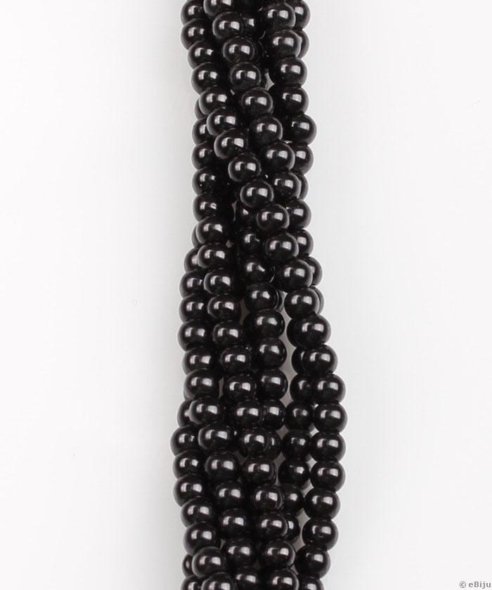Perlă de sticlă, neagră, 0.4 cm