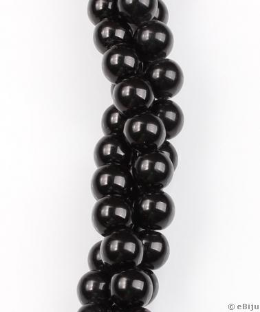 Perlă de sticlă, neagră, 1 cm
