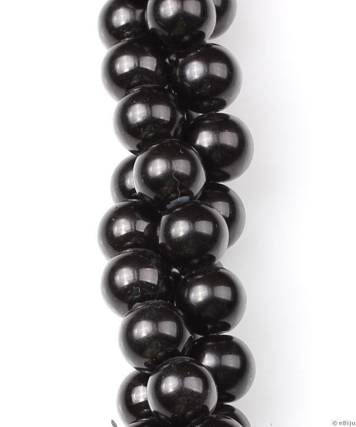 Perlă de sticlă, neagră, 1.2 cm