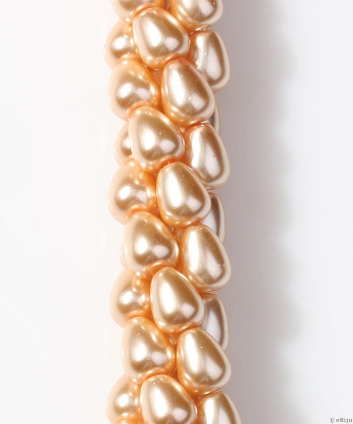 Perlă de sticlă, roz-auriu, 1.1 x 0.8 cm