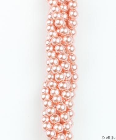 Perlă de sticlă roz-piersică, 0.8 cm