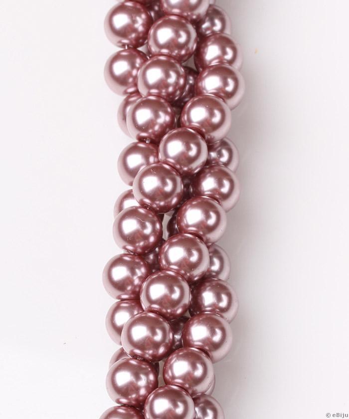 Perlă de sticlă, roz pudră, 1 cm