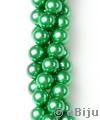 Perlă de sticlă, verde, 1 cm
