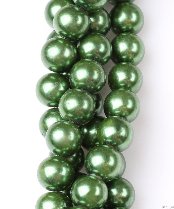 Perlă de sticlă, verde închis, 1.2 cm