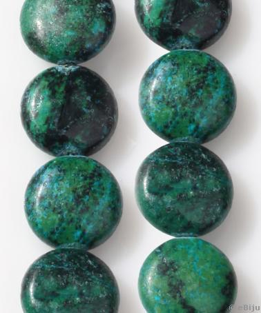 Piatră serpentin, oval/plat, verde, 1.8 cm