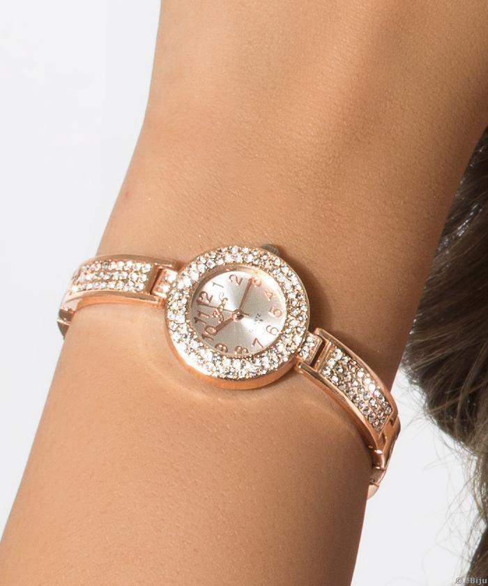 RESIGILAT Ceas de damă, auriu-roz, cu cristale