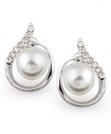 RESIGILAT Cercei argintii în formă de picătură cu perlă albă