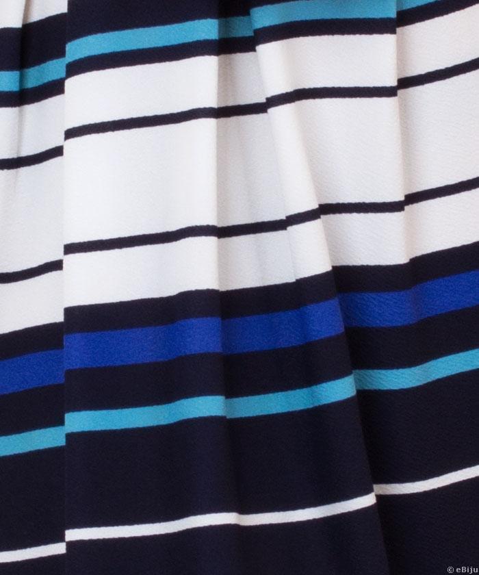 Rochie dungată albastru deschis cu bleumarin, alb şi negru
