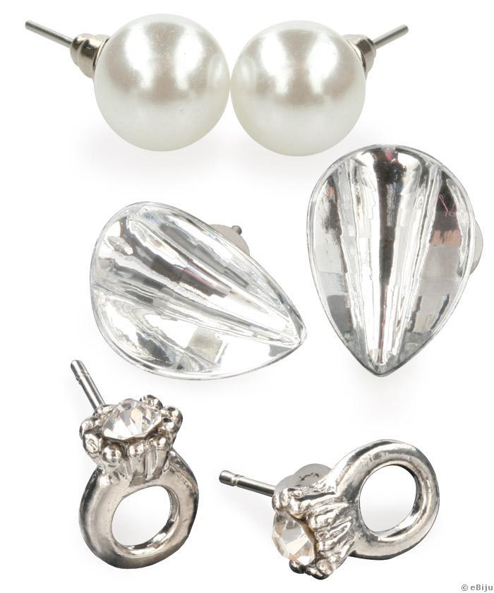 Set 3 cercei perle şi cristale