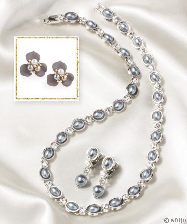 Set cercei şi colier, cristale Swarovski Elements cu perle