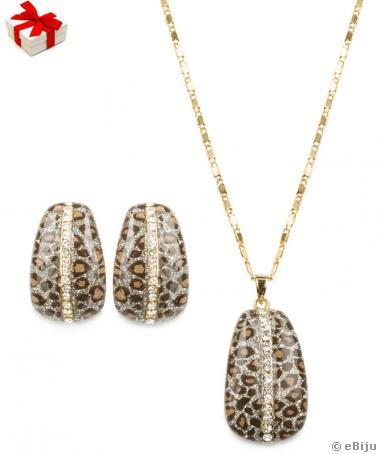 Set Leopard colier și cercei cu elemente Swarovski