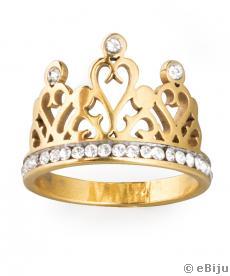 Aranyszínű királyi korona gyűrű, rozsdamentes acélból