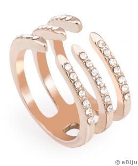 Aranyszínű, minimalista gyűrű, kristályokkal