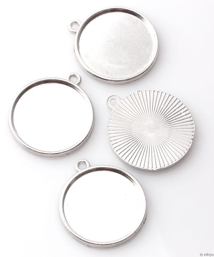 Bază metalică pentru cabochon, argintie, 2.3 cm