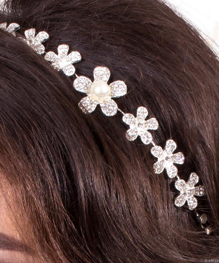 Bijuterie de păr floricele cu cristale şi perle