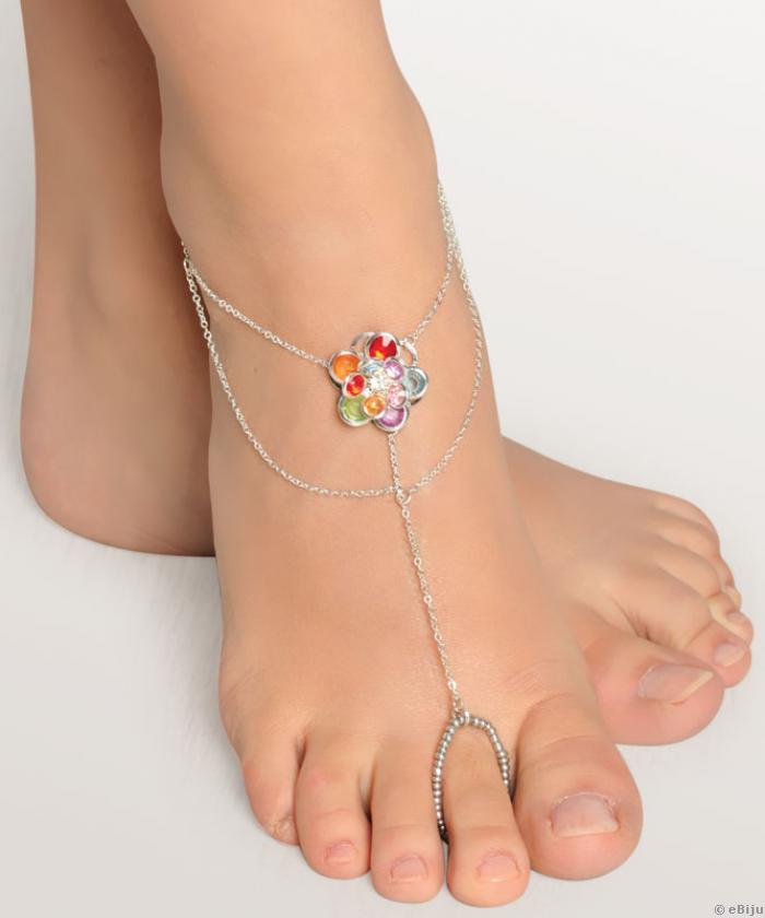 Bijuterie pentru picior cu floare multicolora