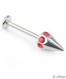 Body piercing, varf ascutit, cu strasuri rosii