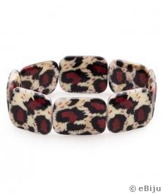 Brăţară din sidef dreptunghiular, imprimeu leopard
