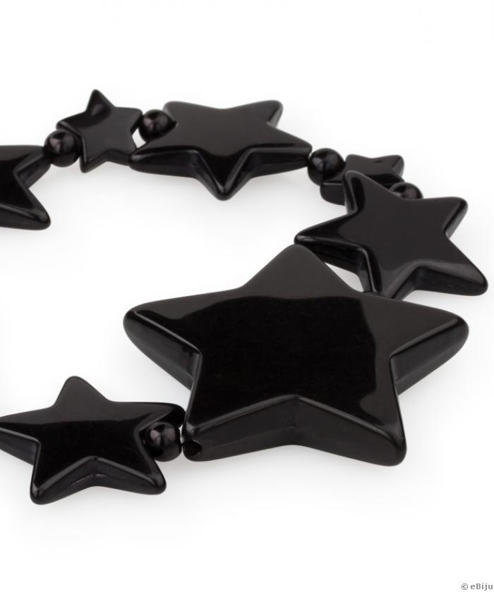 Brăţară neagră cu steluţă şi perle de sticlă