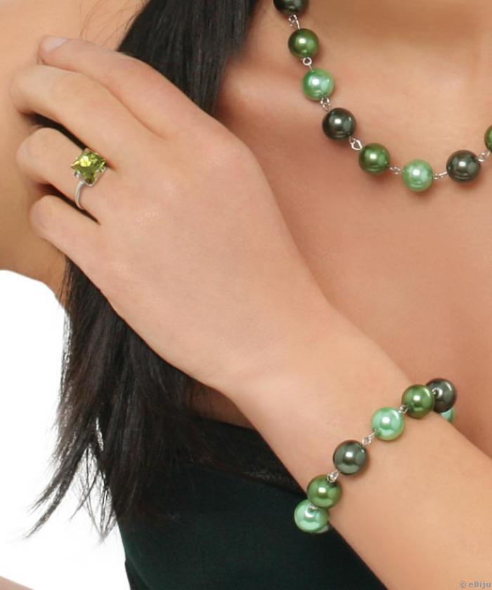 Bratara perla de sticla verzi