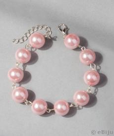 Brăţară perle de sticlă roz pal