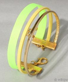 Brăţară triplă auriu, galben şi verde neon