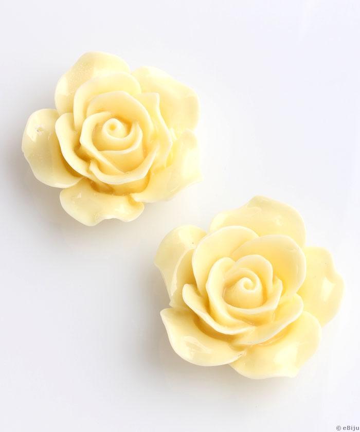 Cabochon acrilic, trandafir crem, 3.7 cm