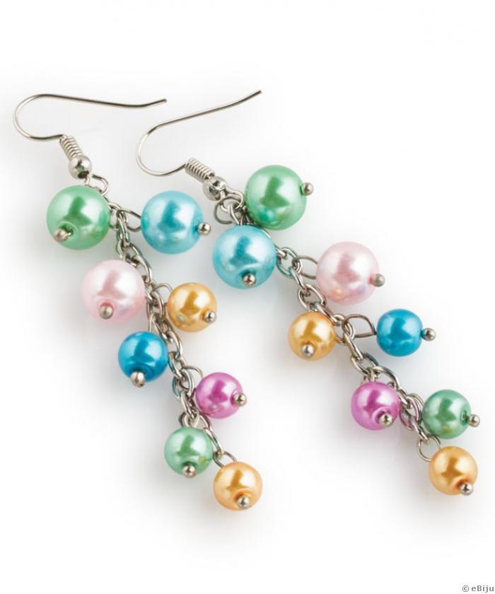Cercei ciorchini din perle de sticlă multicolore