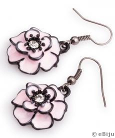 Cercei din floare metalică "Pink flowers"