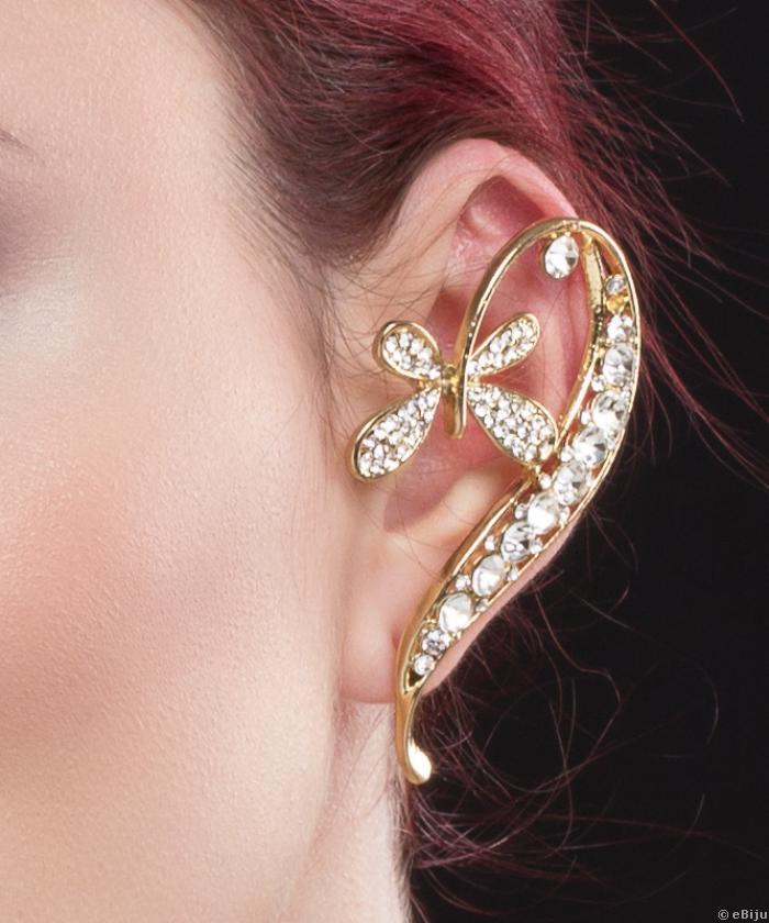 Cercei "ear cuff" aurii cu fluturaş