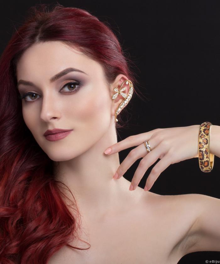 Cercei "ear cuff" aurii cu fluturaş