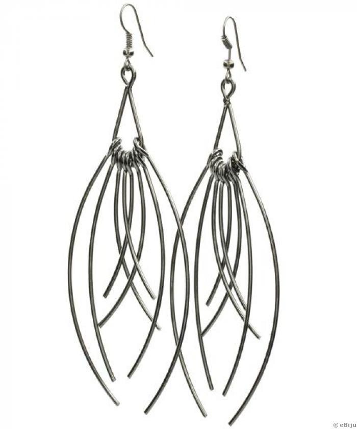 Cercei frunza de pin argintiu inchis