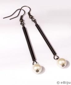Cercei negri, glassbeads cu perle
