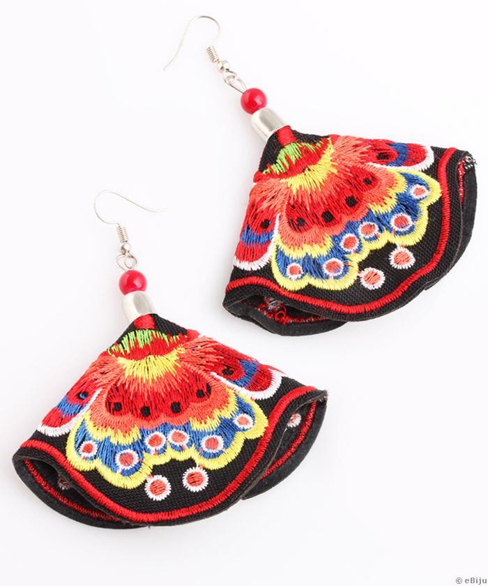 Cercei negri model folk, forma con