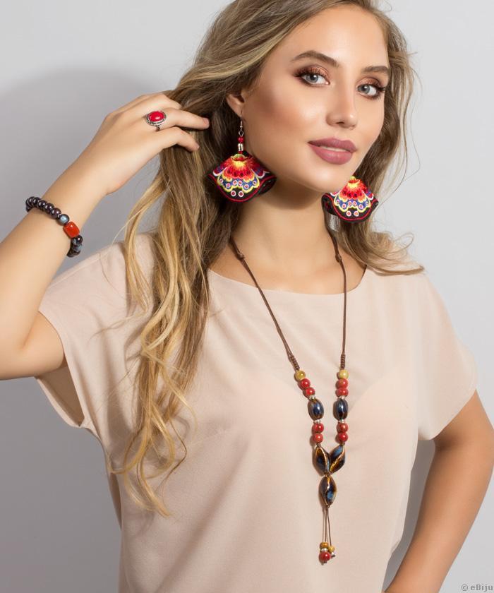 Cercei negri model folk, forma con