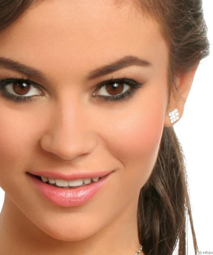 Cercei patrati cu strasuri albe