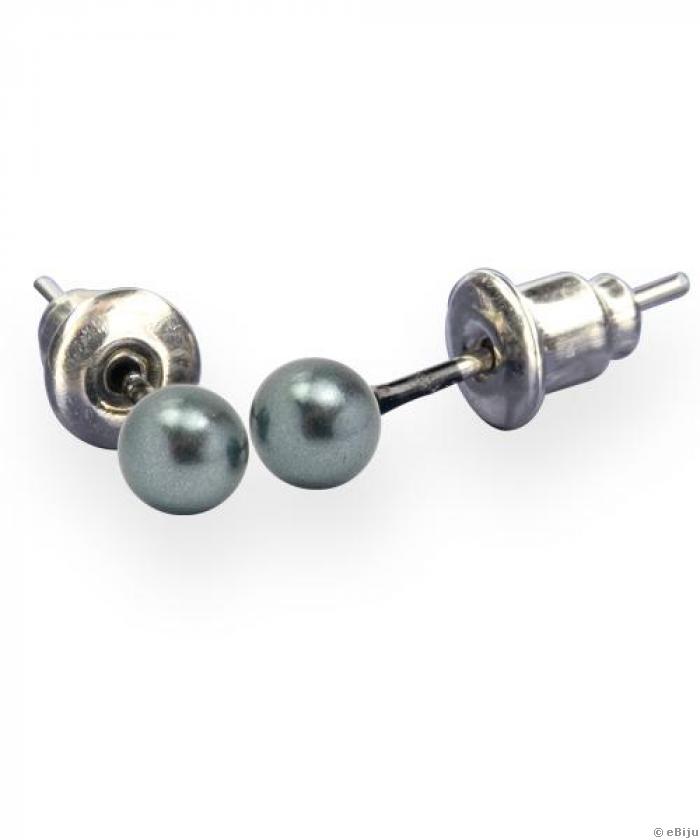 Cercei perle gri inchis, 0.4 cm