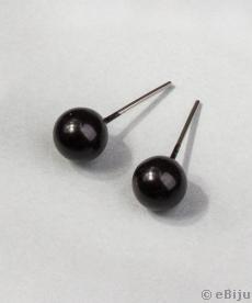 Cercei perle negre, 0.8 cm diametru