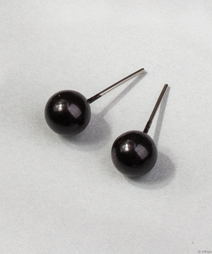 Cercei perle negre, 0.8 cm diametru