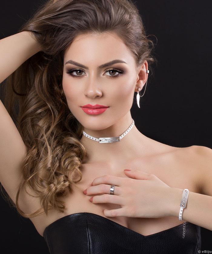 Cercei tip "ear cuff" dubli, cu lanţ şi aripioară