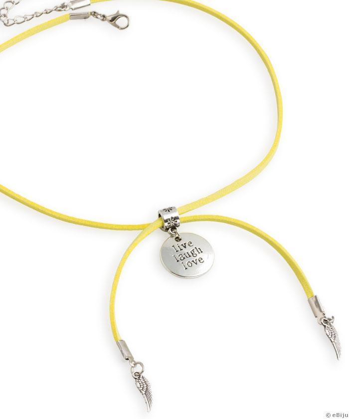 Choker ajustabil cu medalion ‘live, laugh, love’