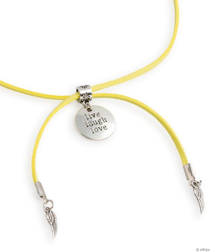 Choker ajustabil cu medalion ‘live, laugh, love’