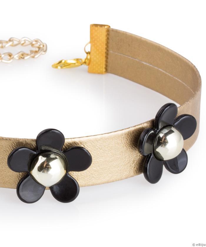 Choker auriu cu flori negre