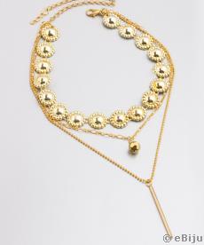 Choker auriu triplu cu floricele